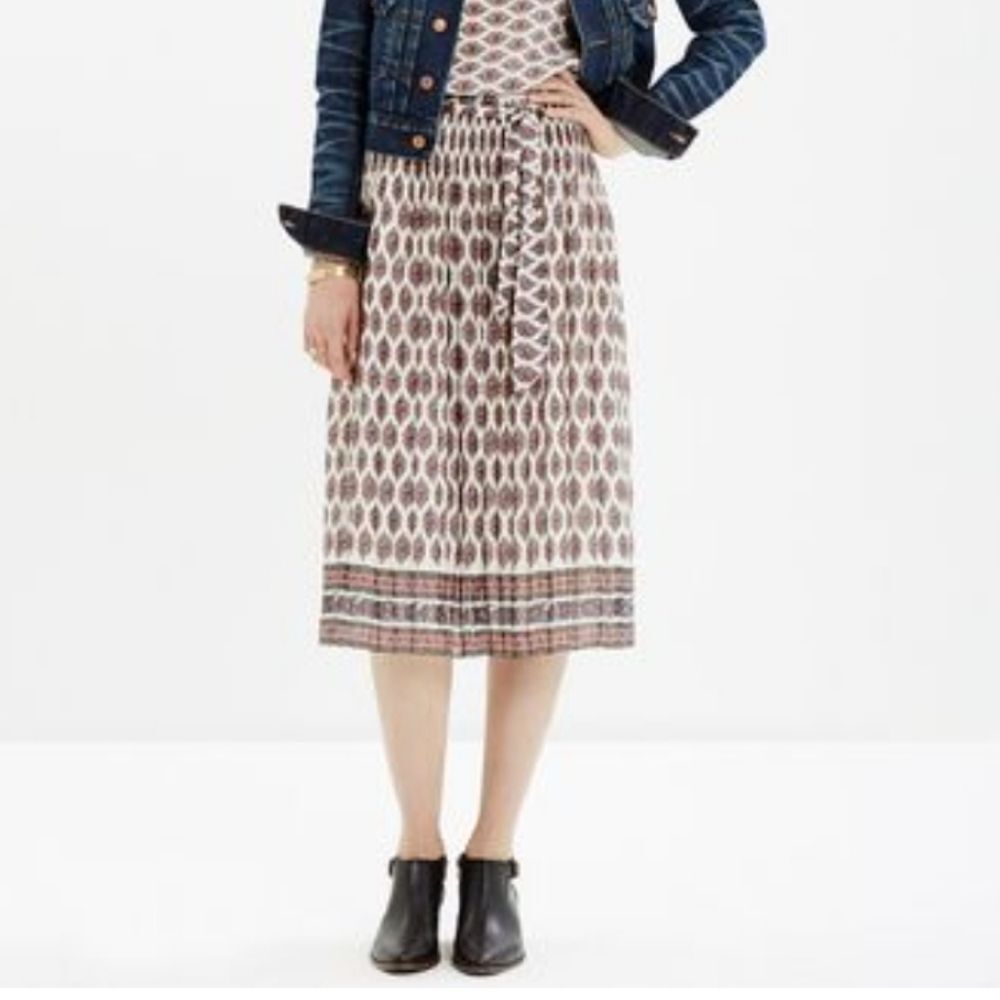Madewell RARE Pleated Diamond Floral Midi Skirt